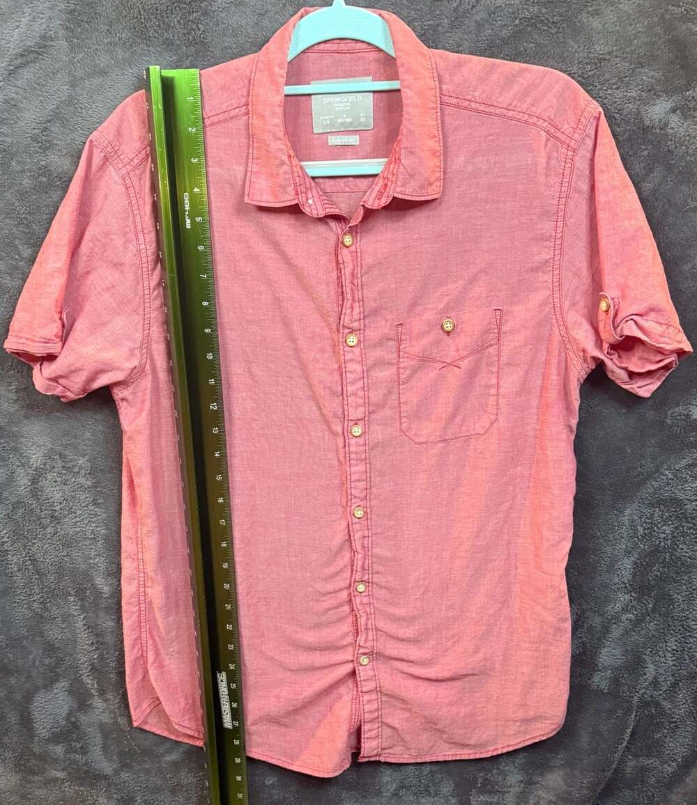 Springfield Original Poplin Shirt Size L4 Red Custom Fit Short Sleeve
